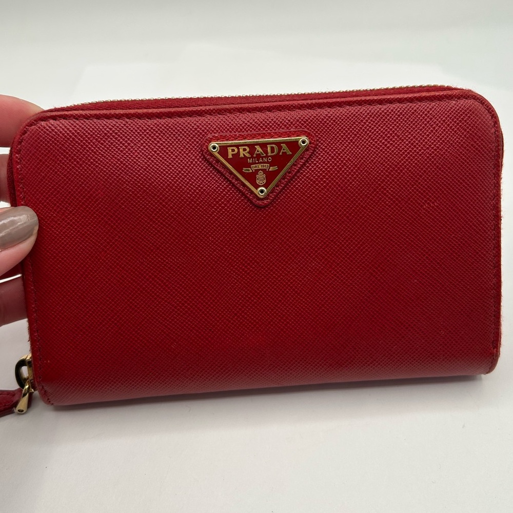 Authentic Prada Saffiano zip around wallet around wallet